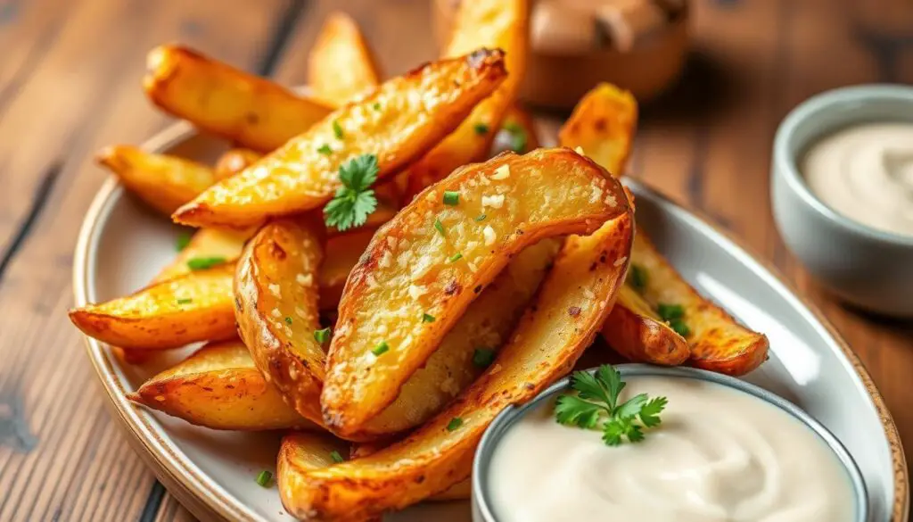 Crispy Baked Garlic Parmesan Potato Wedges
