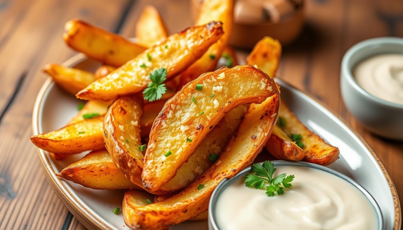 Crispy Baked Garlic Parmesan Potato Wedges