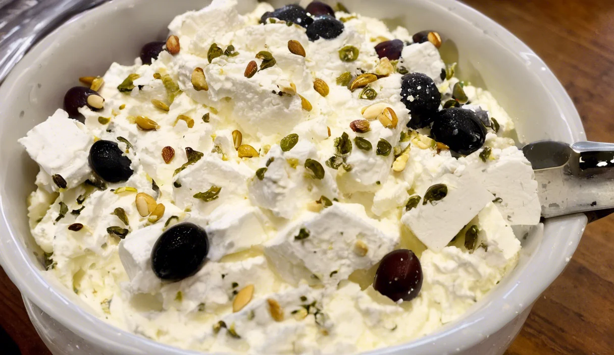 Ricotta With Crushed Olives, Almonds & Lemon