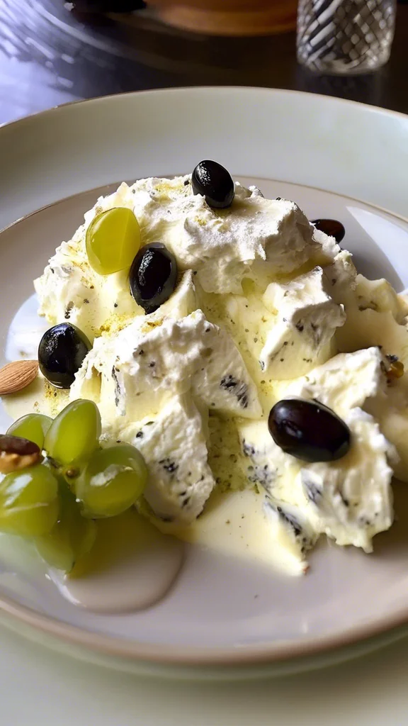 Step-by-step making Ricotta With Crushed Olives, Almonds & Lemon